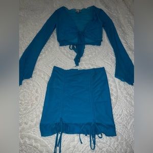 Blue 2 Piece Skirt Set